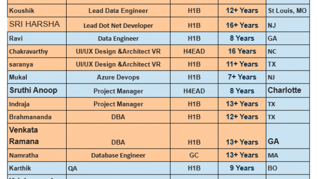 Salesforce Developer, Lead Dot Net Developer, Project Manager, QA, Java HOTLIST Available Benchinfo For C2C Jobs New Candidate Available-Quick-hire-now