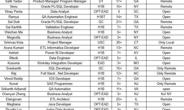 Business Analyst Jobs Hotlist Python Developer, SQL Developer, ETL Informatica Developer, Java Developer-Quick-hire-now