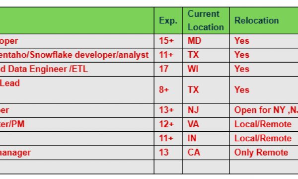 Java Developer Jobs Hotlist Program/Project manager, SQL/SSIS Developer, BI Developer, ETL Informatica-Quick-hire-now