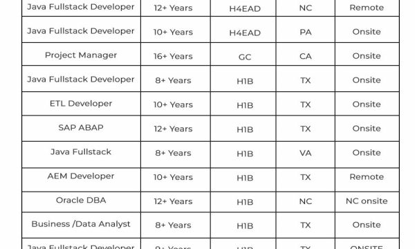C2C Hotlist for Corp to corp requirements-Quick-hire-now