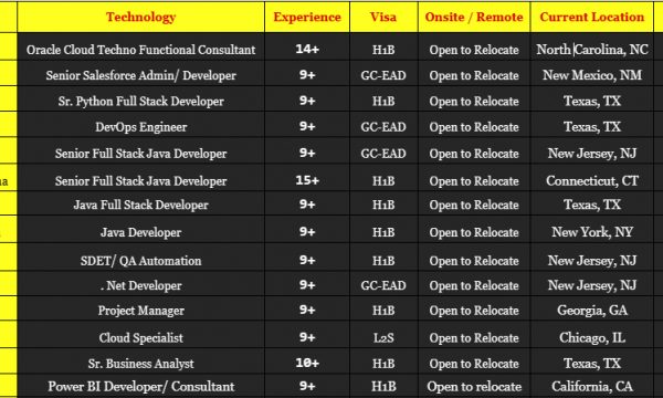 Java Developer Jobs Hotlist, Sr. Python Full Stack Developer, DevOps Engineer, . Net Developer, Sr. Business Analyst-Quick-hire-now