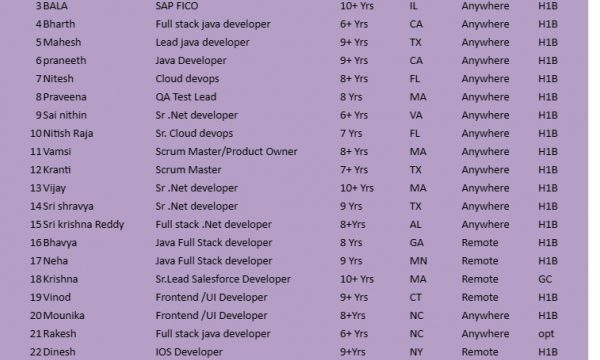 QA Test Lead Jobs hotlist Full stack java developer, Sr .Net developer, IOS Developer, UI/UX Designer-Quick-hire-now