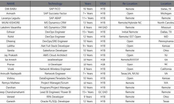 Salesforce Jobs Hotlist .Net Full Stack Developer, UI Developer, Java Developer, Business Analyst-Quick-hire-now