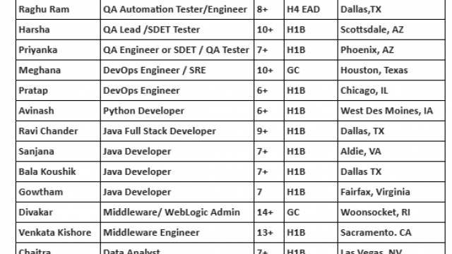Salesforce Jobs Hotlist Python Developer, QA Automation Tester/Engineer, DevOps Engineer, Java Developer, .Net Developer-Quick-hire-now