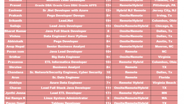 Senior Business Analyst Jobs Hotlist, Mulesoft Lead Developer, Sr .Net Developer with Azure, ETL Informatica Developer-Quick-hire-now