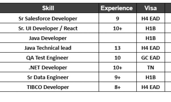 Sr Salesforce Jobs Hotlist Sr. UI Developer, Java Developer, QA Test Engineer, .NET Developer-Quick-hire-now