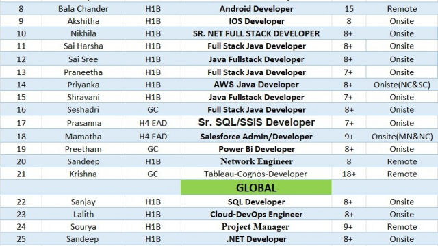 Updated C2C consultants of Hotlist-Quick-hire-now