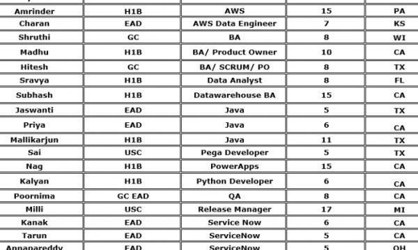 AWS Jobs Hotlist, BA, Java, QA, Python Developer, Service Now-Quick-hire-now