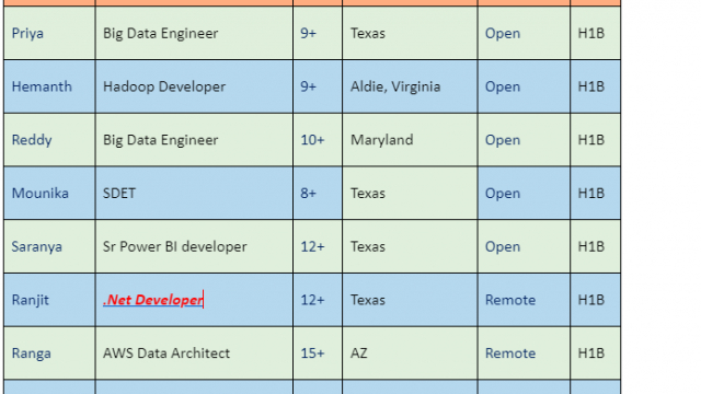 Big Data Engineer Jobs Hotlist, Hadoop Developer, Big Data Engineer, SDET, .Net Developer-Quick-hire-now