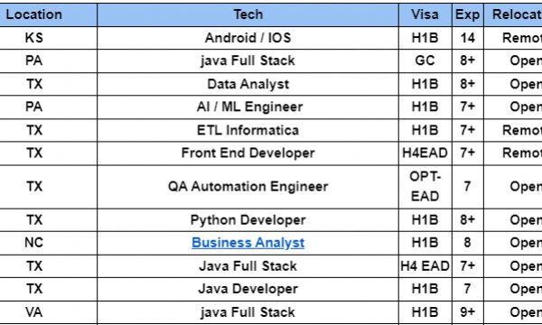 Business Analyst Jobs Hotlist, Python Developer, Blockchain engineer, Java Developer-Quick-hire-now