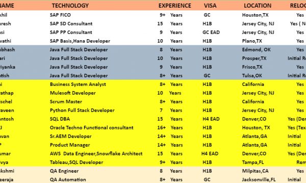 Business System Analyst jobs hotlist, SAP FICO, Java Full Stack Developer, Sr. AEM Developer-Quick-hire-now