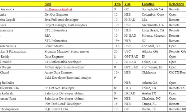 Sr. Business Analyst Jobs Hotlist, DevOps Engineer, ETL Informatica, Scrum Master-Quick-hire-now