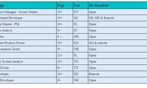 Sr. Business Analyst Jobs Hotlist, Scrum Master, SDET / QA, Sr. Net Developer-Quick-hire-now