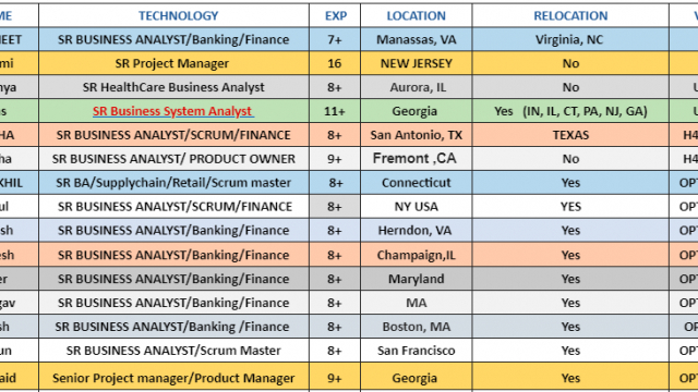 SR Business System Analyst Jobs Hotlist, Sr. Dot Net Developer, SR Project Manager, SR HealthCare Business Analyst-Quick-hire-now