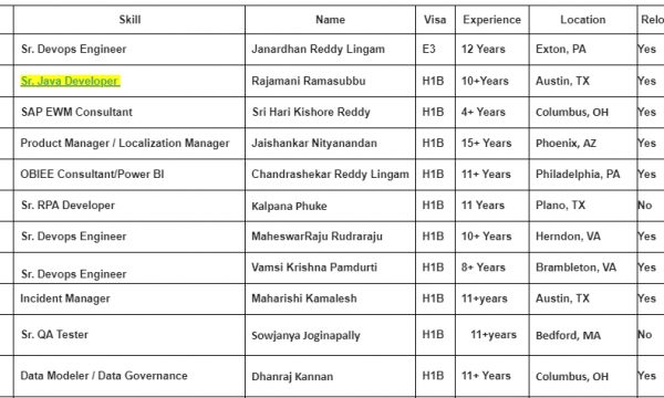 Sr. Java Developer Jobs Hotlist, Sr. Devops Engineer, Sr. RPA Developer, Sr. QA Tester, Lead . Net Developer-Quick-hire-now
