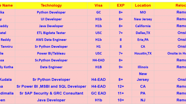 Business Analyst Jobs Hotlist, Java Developer, Python Developer, UI Developer, AWS Data Engineer-Quick-hire-now