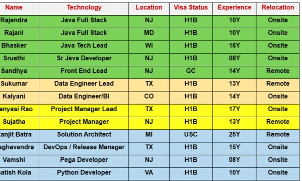 Java Full Stack Jobs Hotlist, Front End Lead, Project Manager, Python Developer, Oracle DBA-Quick-hire-now