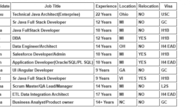 Salesforce c2c jobs hotlist, Scrum Master/QA Lead/Manager, Business Analyst/Product owner, Sr Java Full Stack Developer-Quick-hire-now
