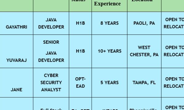 JAVA DEVELOPER JOBS HOTLIST, CYBER SECURITY ANALYST, Full Stack Developer-Quick-hire-now