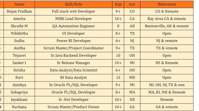 Salesforce Business Analyst jobs hotlist, .Net Lead Developer, BI Data Analyst, Sr. Java Backend Developer-Quick-hire-now