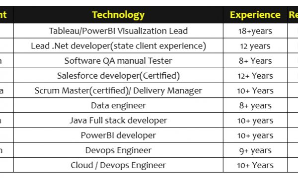 Salesforce Jobs Hotlist, Power BI developer, Lead .Net developer, Java Full stack developer-Quick-hire-now