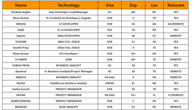 Sr Business Analyst Jobs Hotlist, .Net Developer, Java Developer, IOS Developer-Quick-hire-now