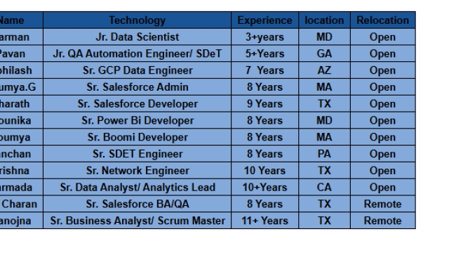 Sr. SDET Engineer Jobs Hotlist, Sr. Power Bi Developer, Sr. Salesforce Developer, Jr. Data Scientist-Quick-hire-now