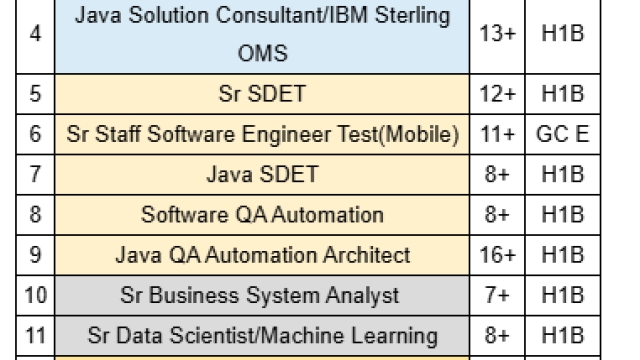 Java Jobs Hotlist, Sr SDET, Java QA Automation Architect, Sr Business System Analyst-Quick-hire-now